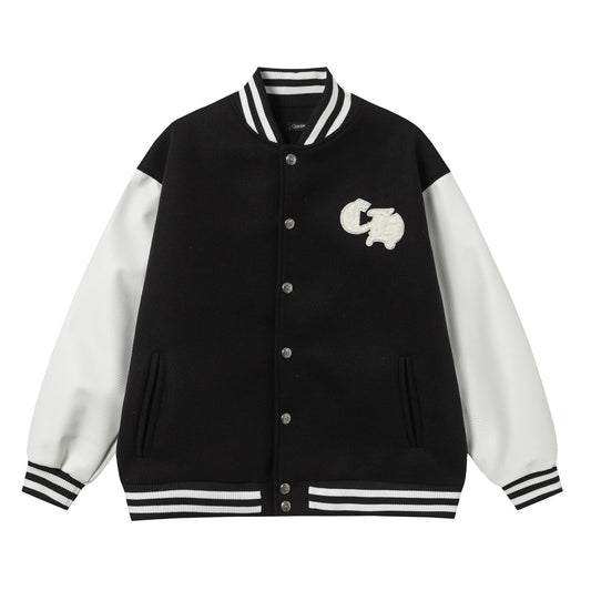 Chrome Hearts Varsity Jacket - Black White Gothic Baseball Coat 2206