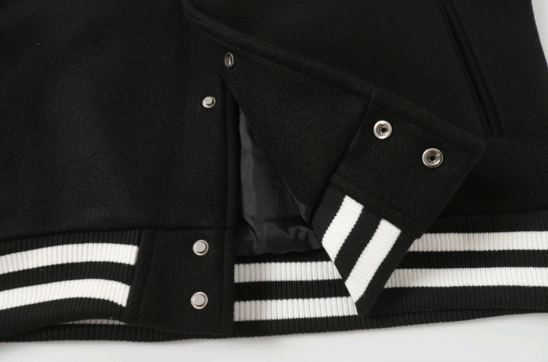 Chrome Hearts Black White Street Style Baseball Coat 0002